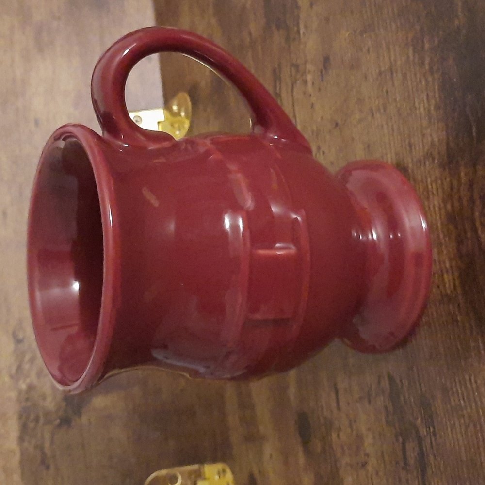 Longaberger Pottery Woven Traditions Paprika Red Latte Mugs Pedestal Footed Mug